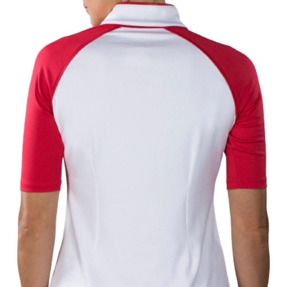 Womens Maraschino Mock Short Sleeve Polyester Golf Polo - Picture 2 of 3